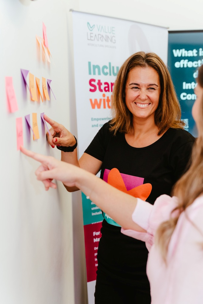 Brisbane Branding Photography teacher and Student using sticky notes on wall